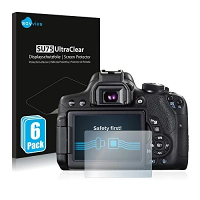 Abbildung von Savvies 6 Stück Schutzfolie für Canon EOS 750D Displayschutz Folie Ultra Transparent
