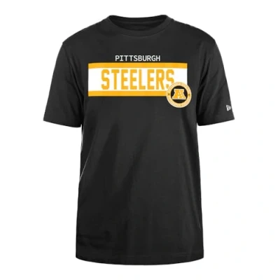 Abbildung von PITTSBURGH STEELERS New Era Unisex NFL Regular High Density Ink Screenprint Front Graphic Original Team Color T Shirt, Schwarz, M EU