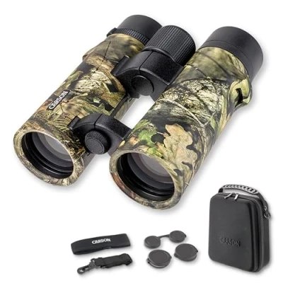 Abbildung von Carson RD Full Size Fernglas, Doppelstegdesign, 10x42mm, Mossy Oak Tarnoptik, wasserdicht, robust, beschlagfrei (RD 042MO)