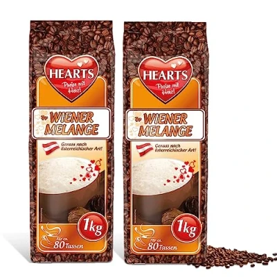 Abbildung von HEARTS Cappuccino Wiener Melange, 2er Pack (2 x 1 kg), Art Instant Kaffeepulver, Getränkepulver für 160 Tassen