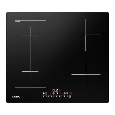 Abbildung von CIARRA CBBIH4BF Induktionskochfeld 60 cm Flexzonen Einbau 4 Platten mit Bridge Bräterzone PowerBoost Slider Touch Bedienung Induktion Kochfeld 9 Stufen Timer Kindersicherung Überhitzungsschutz 7200 W