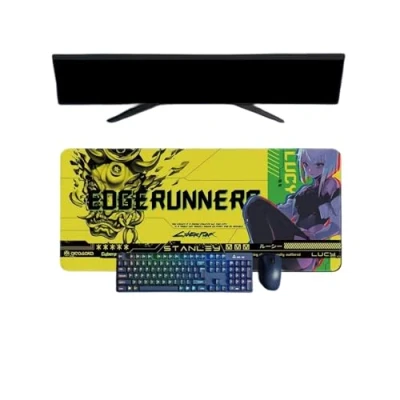 Abbildung von ButkUs Cyberpunk Edgerunners XXL Mauspad, 800 x 300 mm, Gaming Tastatur, wasserdicht und 3 Unterseite aus rutschfestem Gummi, strukturierte Oberfläche