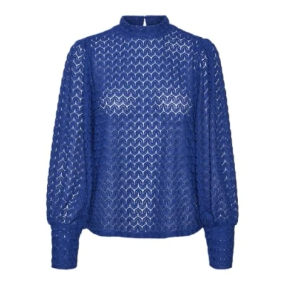 Abbildung von VERO MODA Damen Vmbecca High Neck Lace Top JRS Langarmbluse, Surf The Web, M