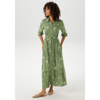 Abbildung von Aniston CASUAL Maxikleid, (mit abnehmbarem Bindeband), mit Palmen bedruckt jedes Teil ein Unikat NEUE KOLLEKTION