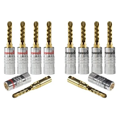Abbildung von Poppstar 10x Hohl Bananenstecker (bis 6mm², 24k vergoldete Kontakte, 5X schwarz, rot)