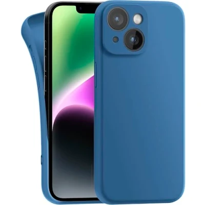 Abbildung von MyGadget Hülle Kompatibel mit iPhone 14 robuste Silikon Schutzhülle TPU Case Slim Silikonhülle Back Cover Kratzfest Handyhülle Matt Dunkelblau