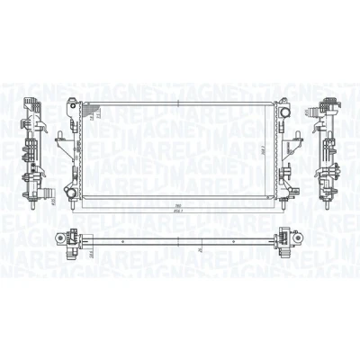 Abbildung von MAGNETI MARELLI 350213198200 Kühler, Motorkühlung 780 378 32 Kühlrippen mechanisch gefügt FIAT: Ducato III Bus, Kastenwagen