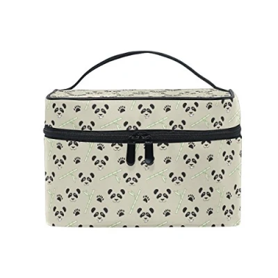 Abbildung von Kosmetiktasche Schminkkoffer, Süßer Panda Kosmetikkoffer mit Griff und Fächern für Reisen, Teenager Mädchen Damen Make Up Tasche