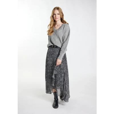 Abbildung von DREIMASTER Vintage Damen Strickpullover XL / Grau Melange 100% PolyesterAcrylic