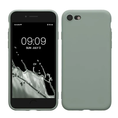 Abbildung von kwmobile Handyhülle kompatibel mit Apple iPhone SE (2022) / (2020) 8 7 Hülle Handy Case aus weichem Silikon in Rainwashed Grün