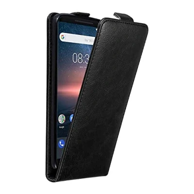 Abbildung von Cadorabo Hülle kompatibel mit Nokia 8 Sirocco Flip Design aus Premium Kunst Leder Klappbare Stoßfeste Magnetische Cover für Tasche in Schwarz