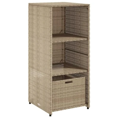 Abbildung von vidaXL Gartenschrank, Geräteschrank mit viel Stauraum, Beistellschrank Schrank Türen, Balkonschrank Terrassenschrank, Beige Poly Rattan