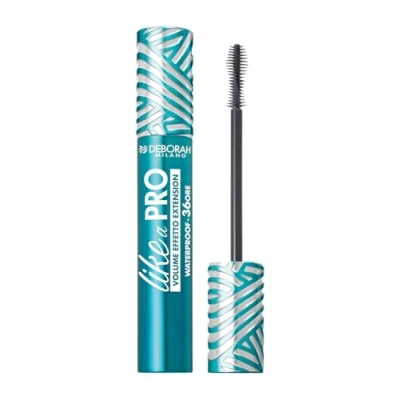 Abbildung von Deborah Milano Wimperntusche Like a Pro Waterproof, verleiht extra Volumen und unendliche Länge für definierte vermehrte Wimpern, Verlängerungseffekt bis zu 36 Stunden, 12 ml