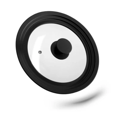 Abbildung von relaxdays Topfdeckel 20 24 cm mit Silikonrand, Schwarz