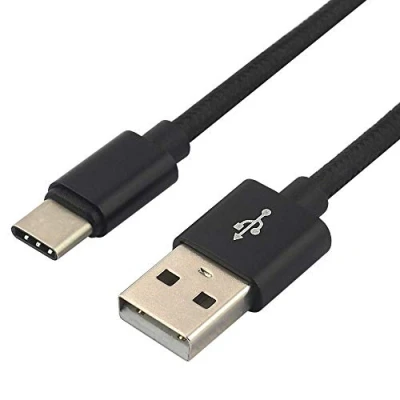 Abbildung von everActive USB C/Typ C Kabel, Nylonkabel, schnelles Laden mit bis zu 3 A, 100 cm lang, schwarz, Modell: CBB 1CB