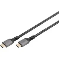 Abbildung von DIGITUS HDMI 2.1 Ultra High Speed Anschlusskabel UHD II 8k/60Hz 4k/120Hz geflochtenes Kabel 2.0m kompatibel mit PS5, Xbox Series, TV/Beamer vergoldete Kontakte Schwarz/silber