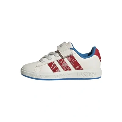 Abbildung von adidas Sportswear Marvel Spiderman Grand Court Sneaker low für Kinder, Größe: 31, Cloud white pure ruby bright blue Schuhe