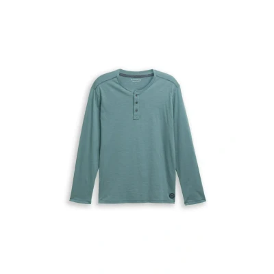 Abbildung von TOM Tailor Henley Langarm Langarmshirt, Herren, Größe: XXL, Deep bluish green