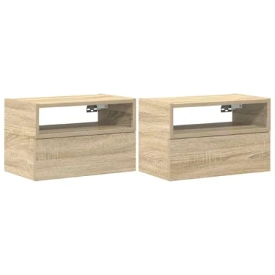 Abbildung von vidaXL Wand Nachttische 2 STK. Sonoma Eiche 45x26x28,5 cm