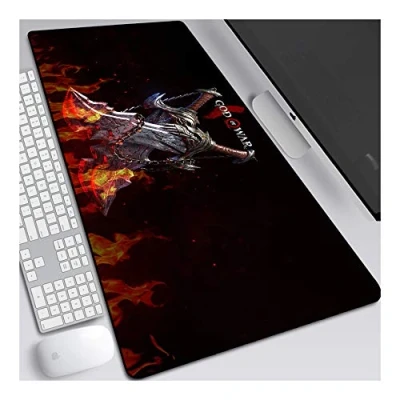 Abbildung von ITBT Mauspad God of War Anime Extended XXL Mauspad, Speed ​​Gaming Mausmatte, 800 x 300 mm großes mit Rutschfester Gummibasis, 3 genähte Kanten, für Computer PC, E.