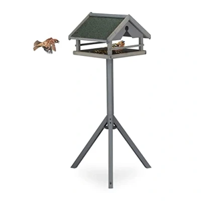 Abbildung von relaxdays Vogelhaus Graues Vogelfutterhaus mit Ständer