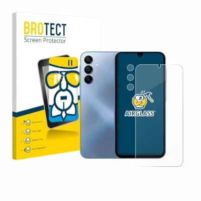 Abbildung von BROTECT Schutzglas für Samsung Galaxy A15 5G (Display+Kamera) Schutzfolie Panzer Folie Glas [Extrem Kratzfest 9H, Anti Fingerprint,