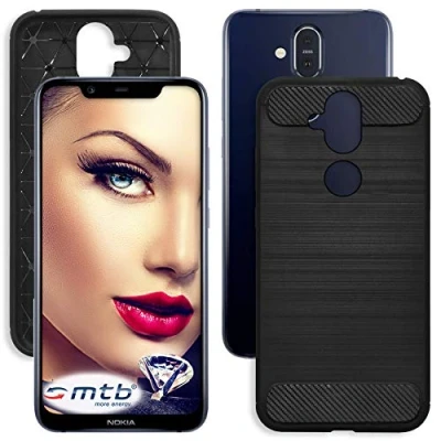 Abbildung von mtb more energy® Hülle Carbon für Nokia 8.1 Dual SIM (6.18&#039;&#039;) Schwarz flexibel TPU Case Cover Tasche Schutzhülle