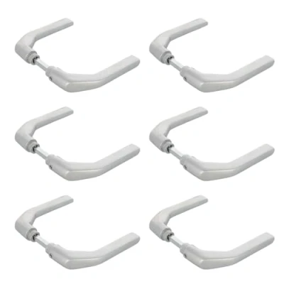 Abbildung von Amig 6er Set Türgriffgarnitur aus Aluminium ohne Schild, silberfarben, ideal für Innen und Außentüren 130 x 61 mm Maximale Türstärke 65 Drücker mit funktionellem modernem Türgriff