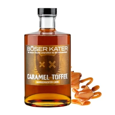 Abbildung von BÖSER KATER Caramel Toffee Likör Handgemachter Karamelllikör mit feinen Noten für den puren Genuss &amp; spannende Cocktails Perfekte Geschenkidee Vegan 0,5l 20% Vol.