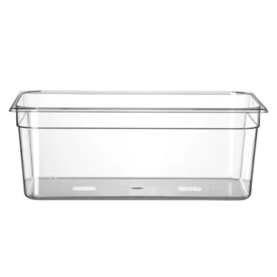 Abbildung von HENDI Gastronormbehälter, Temperaturbeständig von 40 bis 110C, Skalierung, Geruchs und geschmackneutral, 28L, Polycarbonat, GN 1/1, 530x325x(H) 200mm, Transparent