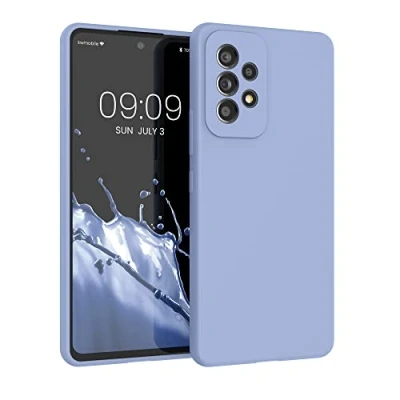 Abbildung von kwmobile Hülle kompatibel mit Samsung Galaxy A53 5G Silikon Handy Case Handyhülle weiche Oberfläche kabelloses Laden Hellblau matt