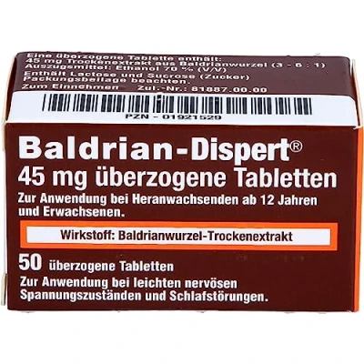 Abbildung von Baldrian Dispert 45 mg überzogene Tablet 50 St