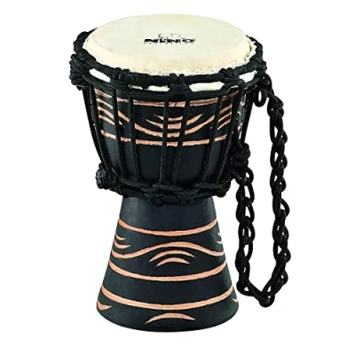 Abbildung von Nino Percussion Moon Rhythm Djembe Sehr kleines Musikinstrument für Kinder ab 3 Jahren Durchmesser 4,5 Zoll Mahagoni, Natur (NINO ADJ4 XXS)