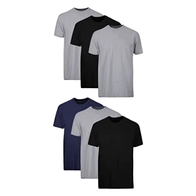 Abbildung von Hanes Herren Tagless ComfortSoft Crewneck T Shirts, Unterhemd, 6er Pack Schwarz/Grau/Blau Sortiert, XX Large