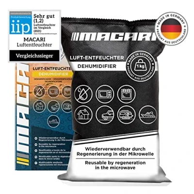 Abbildung von Macari Luftentfeuchter Vergleichssieger 2021 Auto 1 kg Zubehör Robust, Anti Beschlag Entfeuchter. Gegen Feuchtigkeit &amp; Gerüche