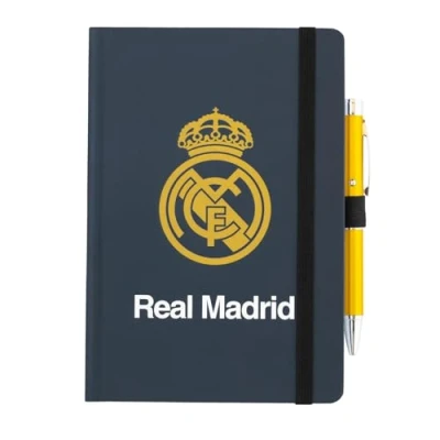 Abbildung von Grupo Erik Real Madrid Notizbuch A5 &amp; Projektorstift Notizbücher A5, Notizblöcke Notizblock, Skizzenbuch Blanko Notizbuch, Fußballgeschenke