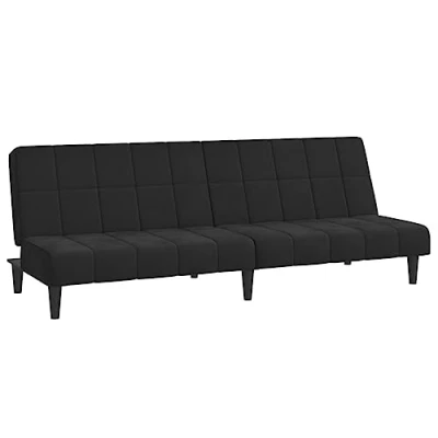 Abbildung von vidaXL Schlafsofa 2 Sitzer, Schlafcouch für Wohnzimmer Heimkino Büro, Gästebett mit Holzrahmen, Sofabett Tagesbett Couch Sofa Ausziehbar, Schwarz Samt
