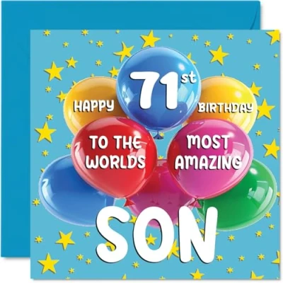 Abbildung von Geburtstagskarte für Sohn zum 71. Geburtstag World&#039;s Most Amazing Son Happy 71st Birthday Card for from Mum Dad, 145 mm x mm, Alter 71, 71 Grußkarten