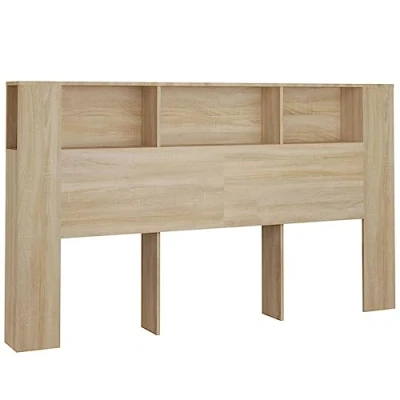 Abbildung von vidaXL Bett Kopfteil mit Ablagen Regal Wand Bücherregal Betthaupt Bettkopfteil Schlafzimmer Sonoma Eiche 180x18,5x104,5cm
