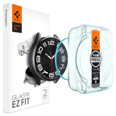 Abbildung von 2 Pcer Pack Samsung Galaxy Watch 6 Classic 43 mm Panzerglas Spigen EZ FIT Glas.tR met applicator voor smartwatch