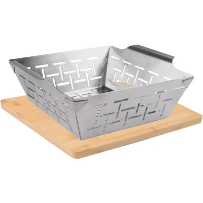 Abbildung von FREYERSBACHER Grillschale, Edelstahl, (Set, 2 St., mit Holzuntersetzer), für alle Grillarten, sowie den Backofen geeignet