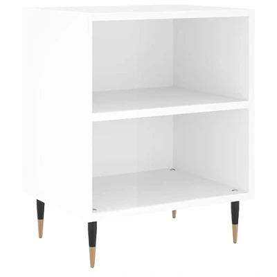Abbildung von vidaXL Nachttisch, Nachtschrank mit viel Stauraum, Kommode für Schlafzimmer, Nachttischschrank Beistelltisch Aufbewahrung Nachtkästchen, Hochglanz Weiß Holzwerkstoff