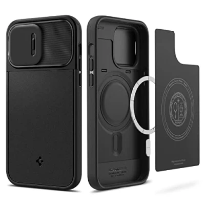 Abbildung von Spigen Optik Armor MagFit Hülle Kompatibel mit iPhone 14 Pro Max Schwarz