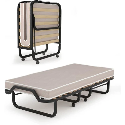 Abbildung von COSTWAY Gästebett klappbar, 80x200cm auf Rädern, mit Matratze, bis 120kg