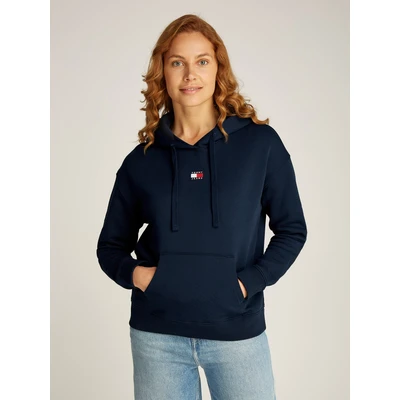 Abbildung von Tommy Jeans Badge Hoodie Sweatshirt, Damen, Größe: 40, Dark night navy
