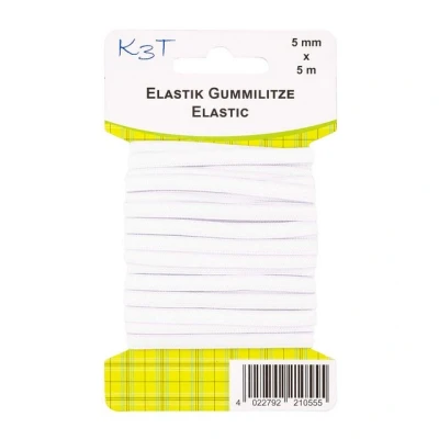 Abbildung von K3T Elastik Gummilitze 5 mm x m, Farbe weiß, Art. Nr. 81055