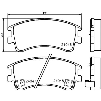 Abbildung von HELLA 8DB 355 011 141 Bremsbelagsatz mit akustischer Verschleißwarnung Zubehör MAZDA: 6 Station Wagon, Limousine, Hatchback