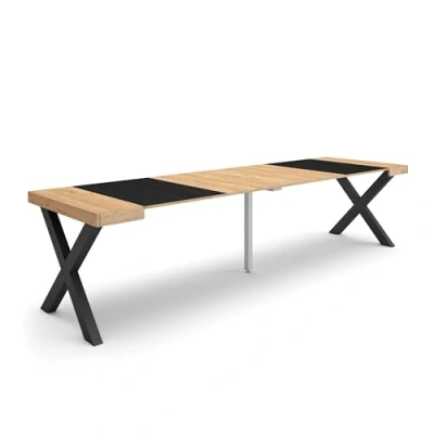 Abbildung von Skraut Home Ausziehbarertisch Multifunktionaler ausziehbarer 300 Für 14 Gäste Massivholz Beine Moderner Stil Eiche Schwarz