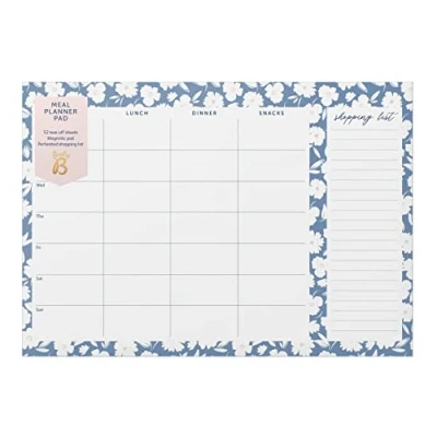 Abbildung von Busy B Meal Planner Pad Wöchentlicher Abreiß Mahlzeiten Planer und Einkaufslisten mit zwei Magneten Blau