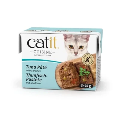 Abbildung von Catit Cuisine Premium Nassfutter für Katzen Pastete mit Thunfisch und Sardinen, Alleinfuttermittel, 95g, getreidefrei, hoher Fischanteil